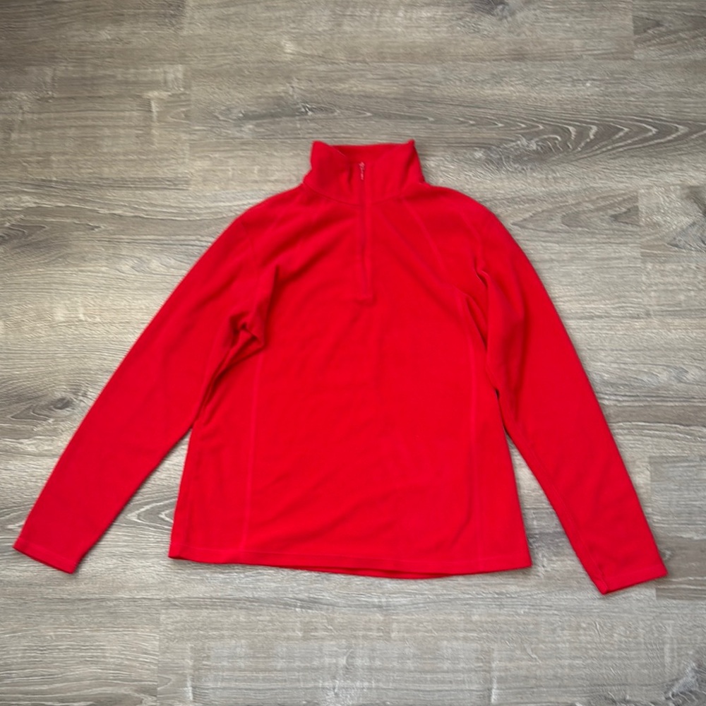 COLUMBIA Red Fleece Quarter Zip Pullover Sweater